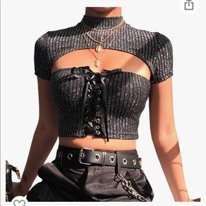 Sleek slit black crop top